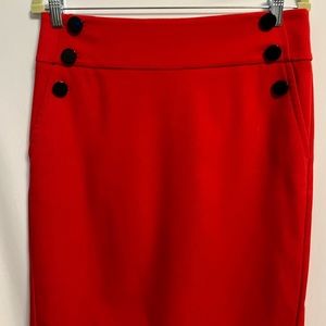 LOFT women’s red straight skirt zip in back size 6
